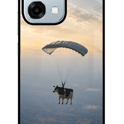 Skydiving Cow Oppo F31 5G Glass Case