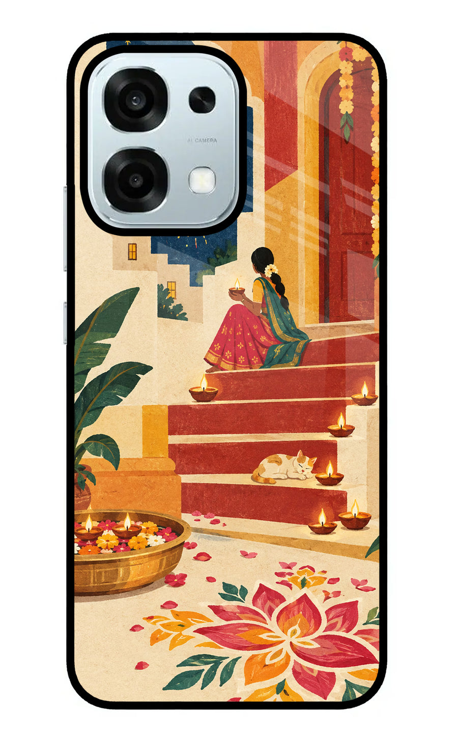 Diwali Rangoli Oppo F31 5G Back Cover, Glass case