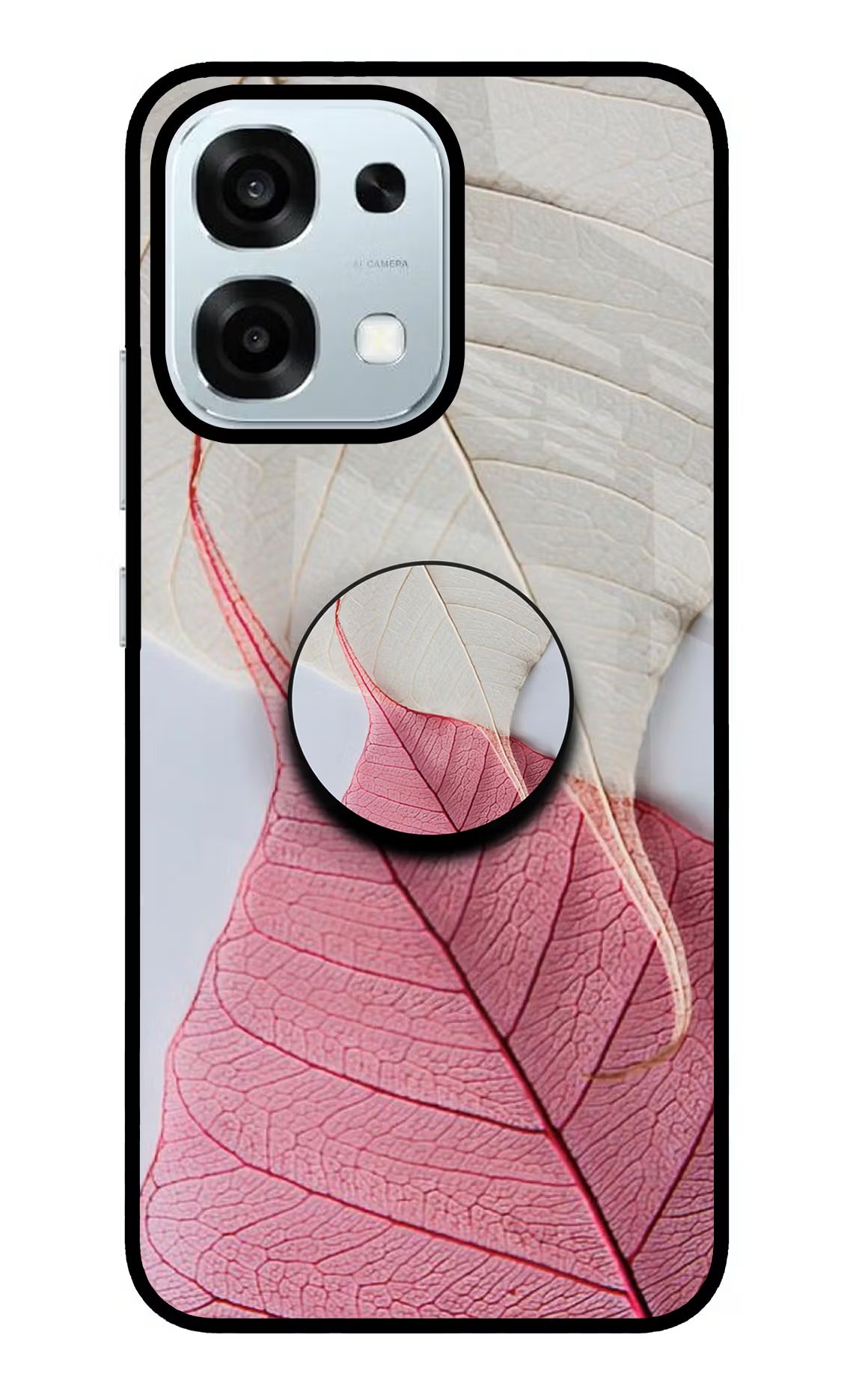 White Pink Leaf Oppo F31 5G Pop Case by Casekaro