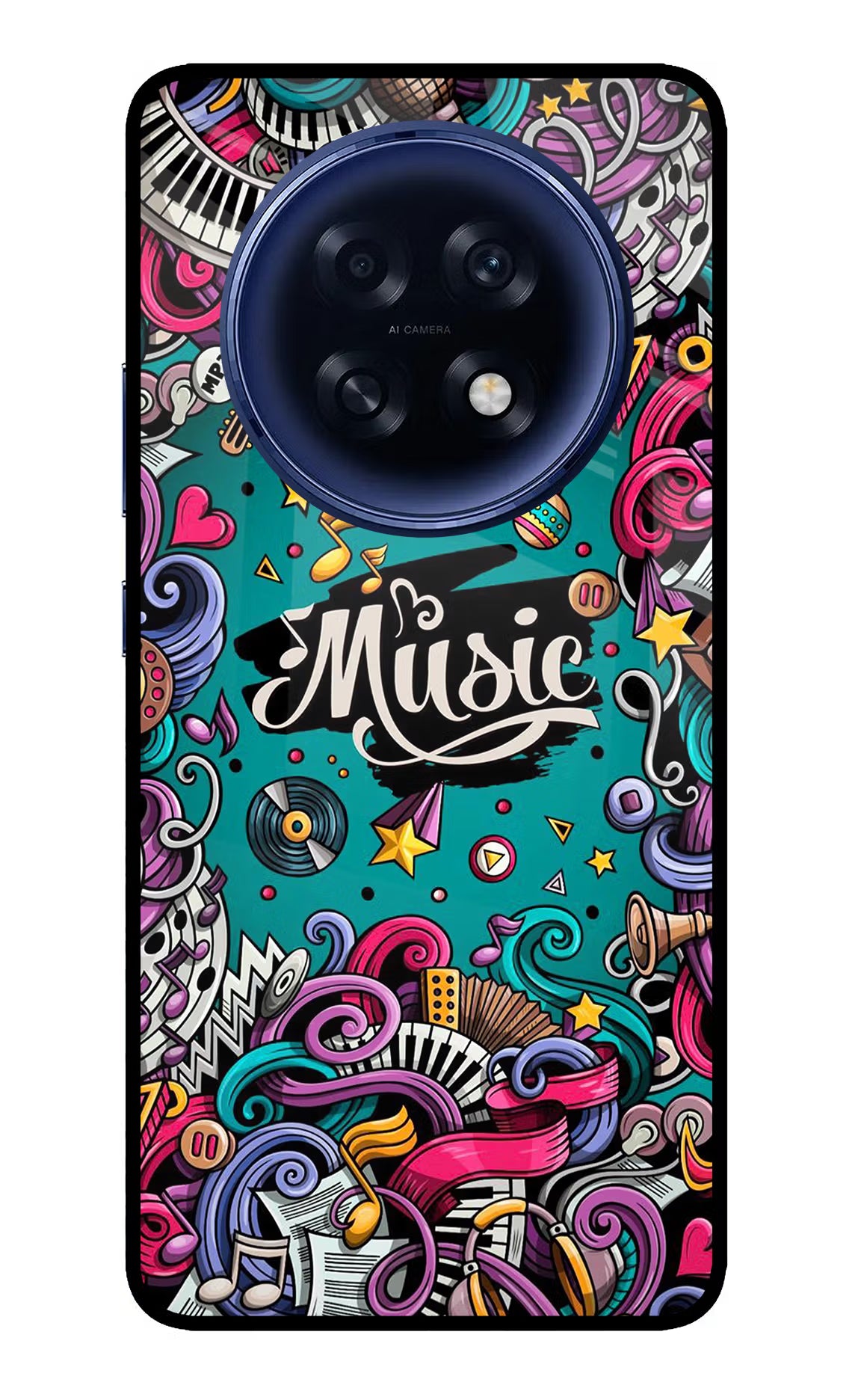 Music Graffiti Oppo F31 Pro Plus 5G Glass Case Back Cover by Casekaro