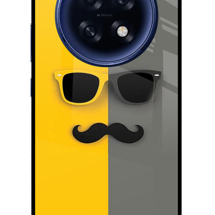 Sunglasses with Mustache Oppo F31 Pro Plus 5G Glass Case Back Cover by Casekaro