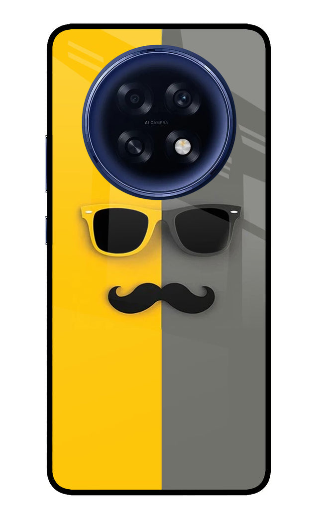 Sunglasses with Mustache Oppo F31 Pro Plus 5G Glass Case Back Cover by Casekaro