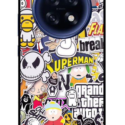 Sticker Bomb Oppo F31 Pro Plus 5G Glass Case Back Cover by Casekaro