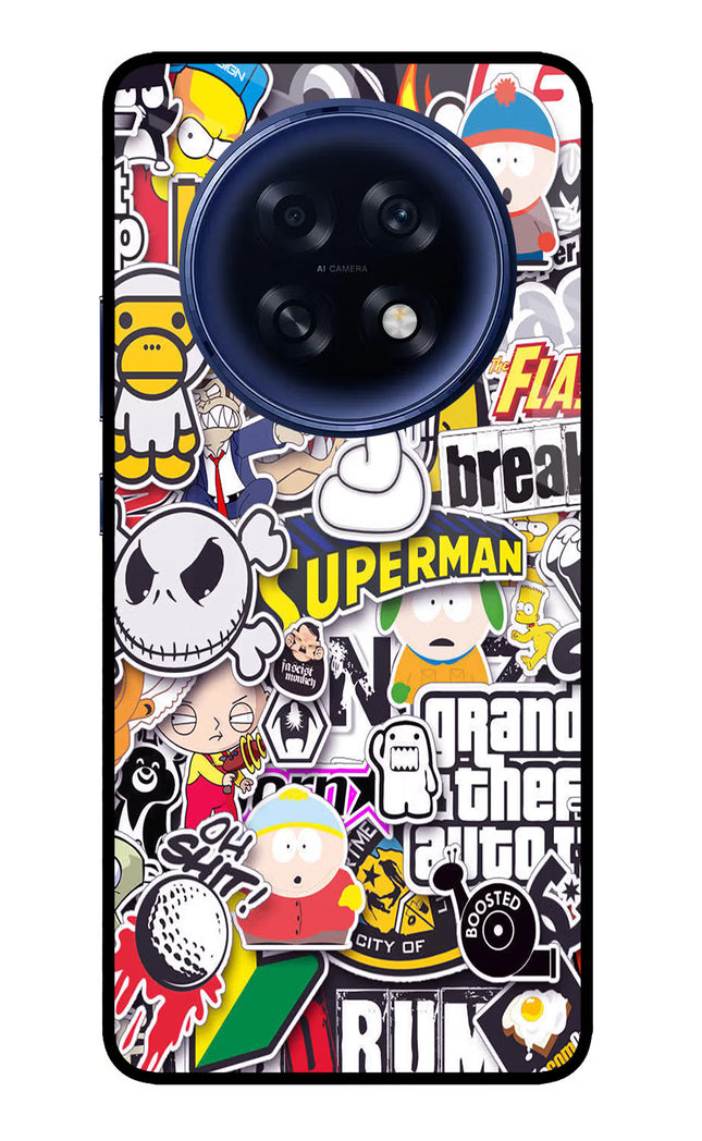 Sticker Bomb Oppo F31 Pro Plus 5G Glass Case Back Cover by Casekaro