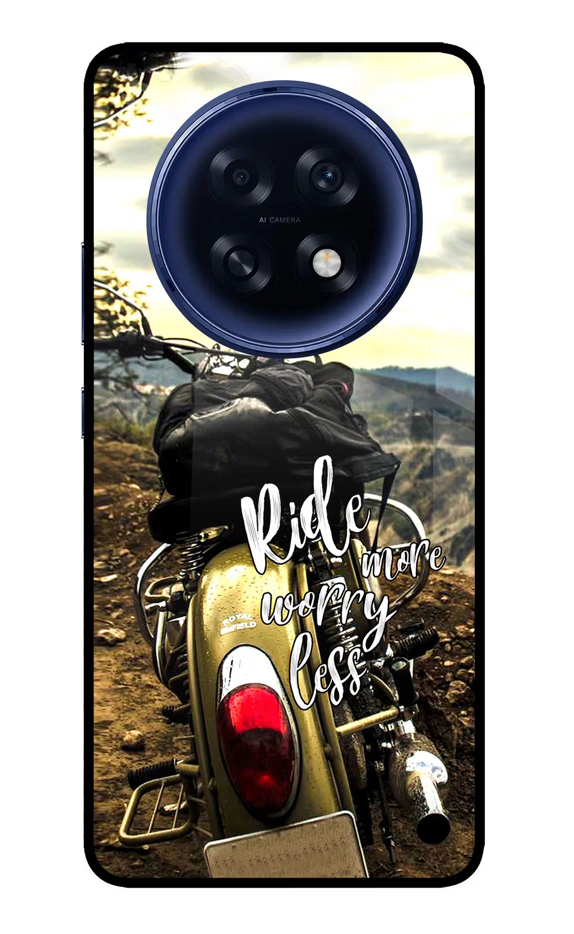 Ride More Worry Less Oppo F31 Pro Plus 5G Glass Case Back Cover by Casekaro