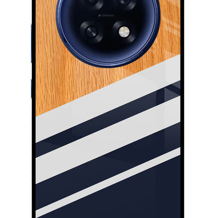 Blue and white wooden Oppo F31 Pro Plus 5G Glass Case Back Cover by Casekaro