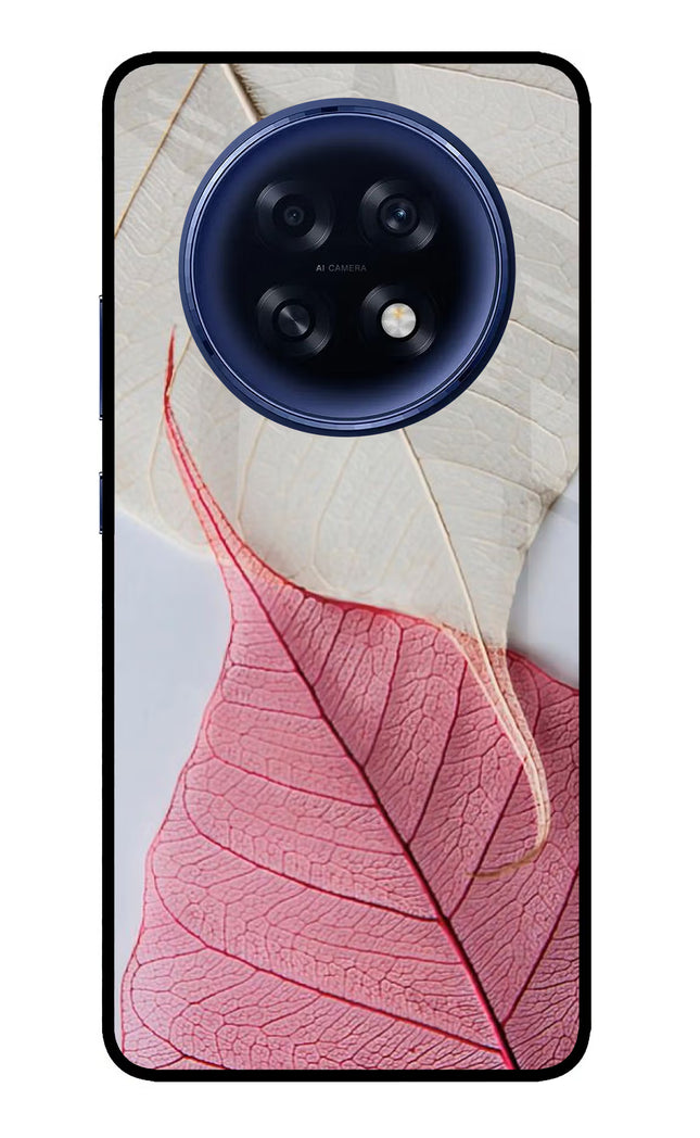 White Pink Leaf Oppo F31 Pro Plus 5G Glass Case