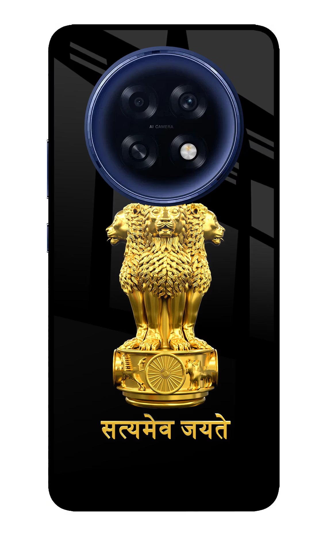 Satyamev Jayate Golden Oppo F31 Pro Plus 5G Glass Case Back Cover by Casekaro