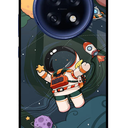 Cartoon Astronaut Oppo F31 Pro Plus 5G Glass Case Back Cover by Casekaro