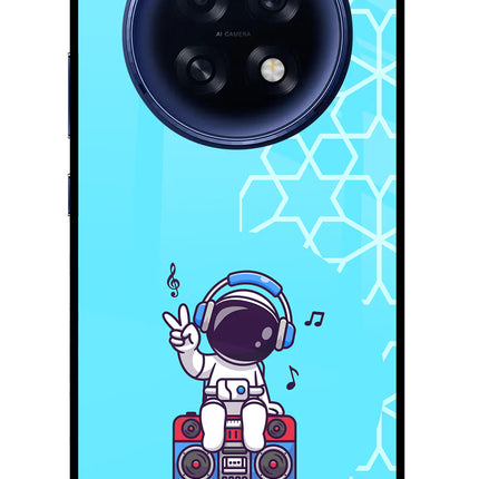 Cute Astronaut Chilling Oppo F31 Pro Plus 5G Glass Case Back Cover by Casekaro