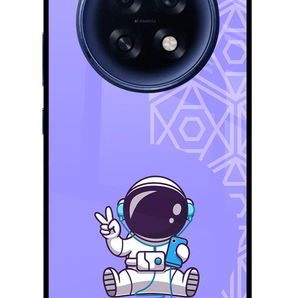 Cute Astronaut Chilling Oppo F31 Pro Plus 5G Glass Case Back Cover by Casekaro