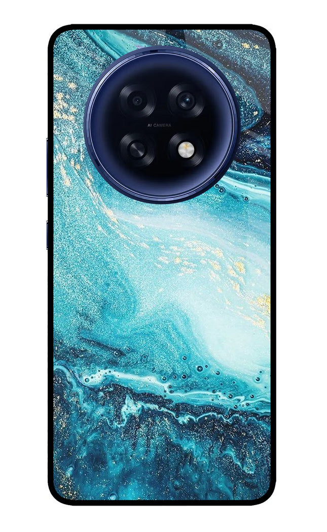 Blue Glitter Marble Oppo F31 Pro Plus 5G Glass Case Back Cover by Casekaro