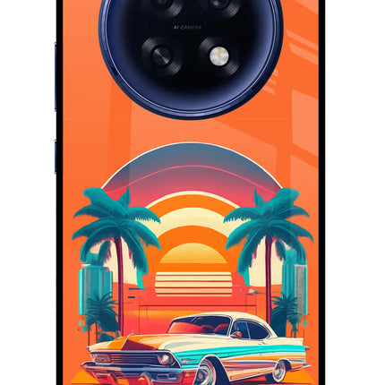 Palm Drive 80s Oppo F31 Pro Plus 5G Glass Case Back Cover by Casekaro