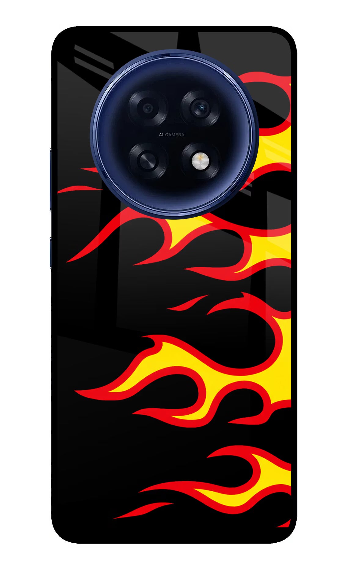 Side Sweep Flames Oppo F31 Pro Plus 5G Glass Case Back Cover by Casekaro