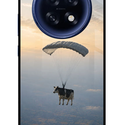 Skydiving Cow Oppo F31 Pro Plus 5G Glass Case Back Cover by Casekaro