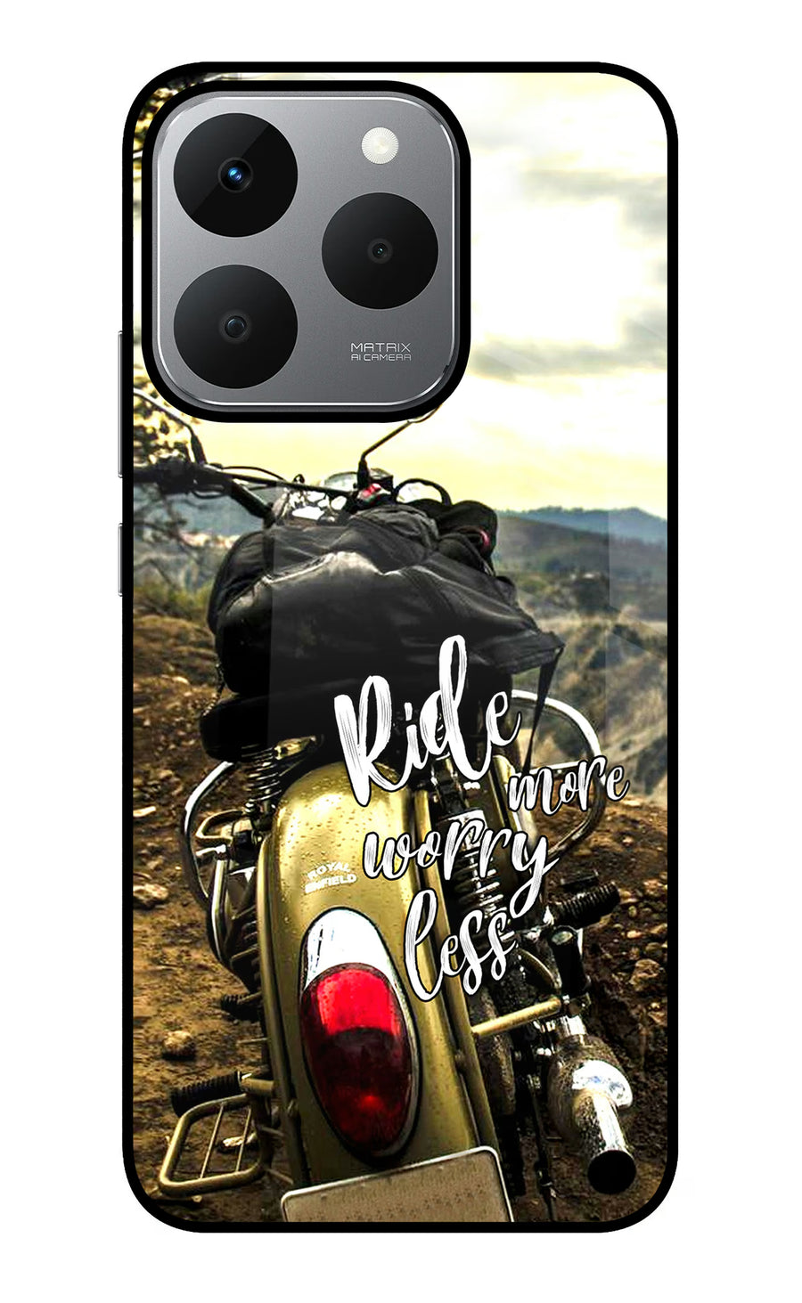 Ride More Worry Less Realme 15T 5G Back Cover, Glass case