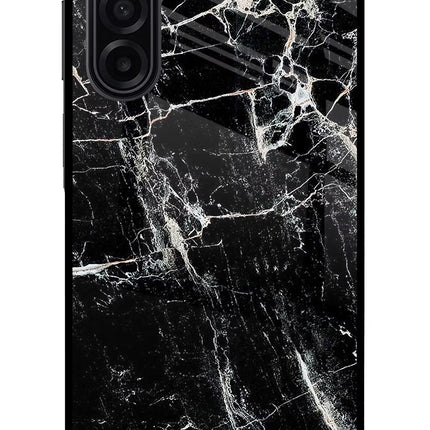 Black Marble Texture Samsung A17 5G Glass Case Back Cover by Casekaro