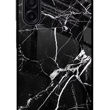 Black Marble Pattern Samsung A17 5G Glass Case Back Cover by Casekaro