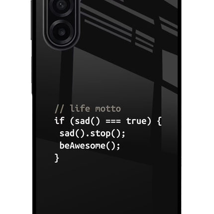 Life Motto Code Samsung A17 5G Glass Case Back Cover by Casekaro