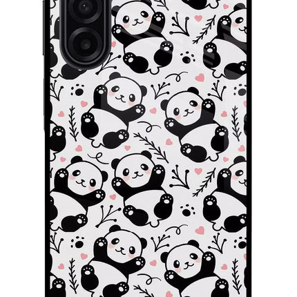 Cute Panda Samsung A17 5G Glass Case Back Cover by Casekaro