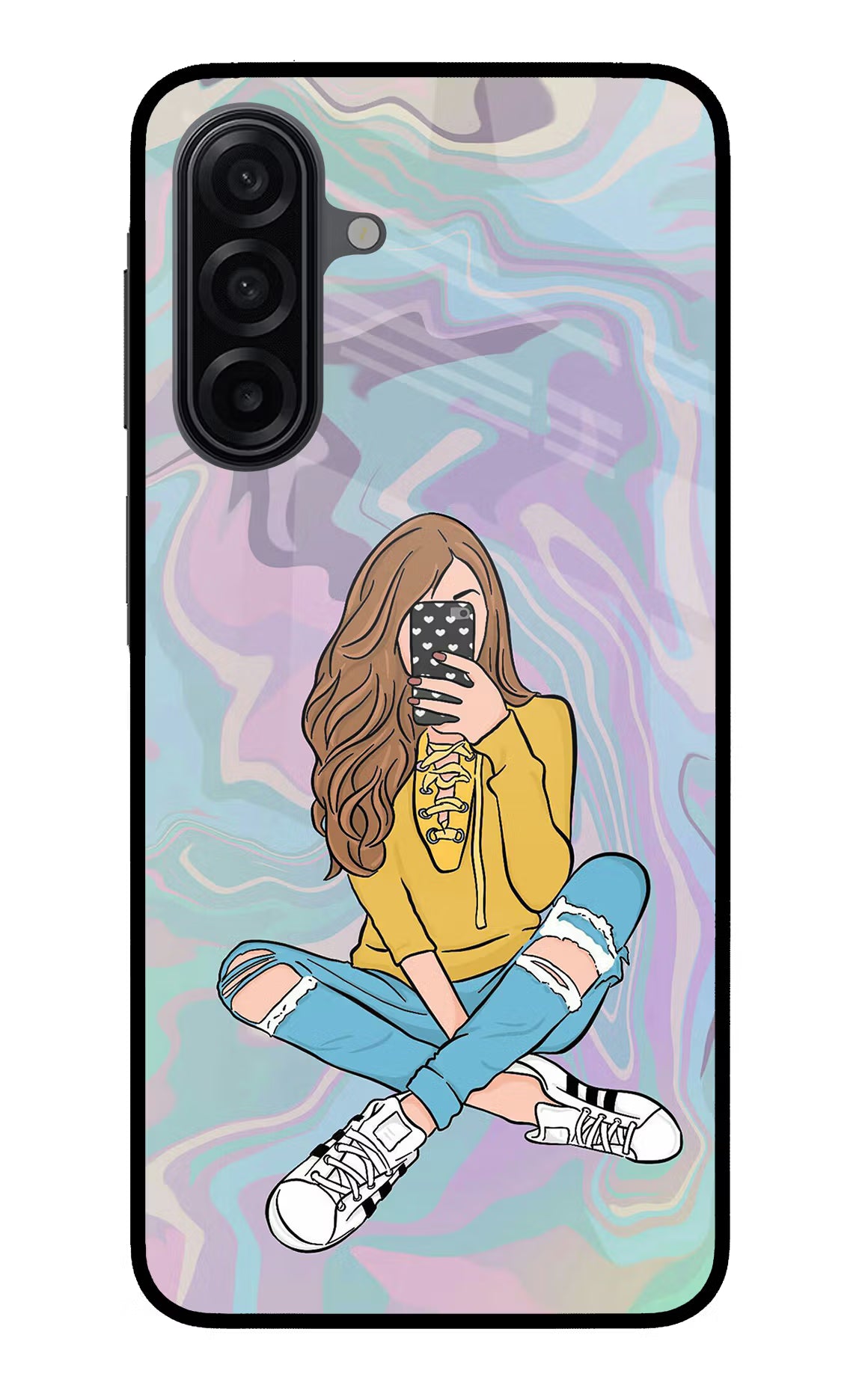 Selfie Girl Samsung A17 5G Glass Case Back Cover by Casekaro