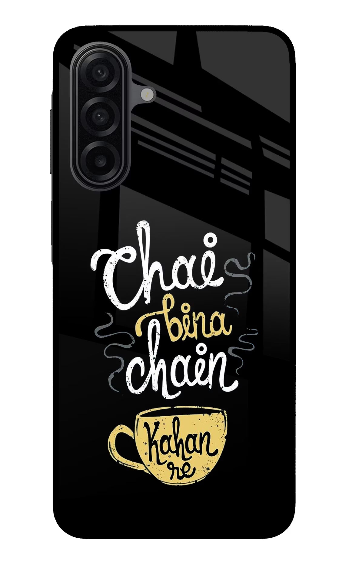 Chai Bina Chain Kaha Re Samsung A17 5G Glass Case Back Cover by Casekaro