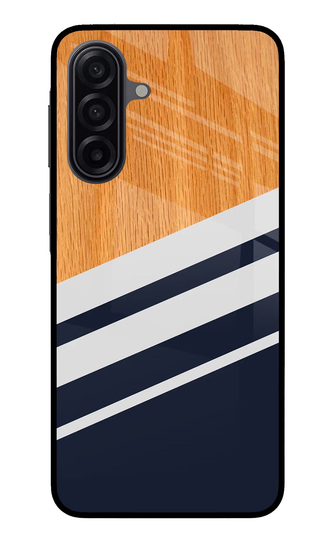 Blue and white wooden Samsung A17 5G Glass Case