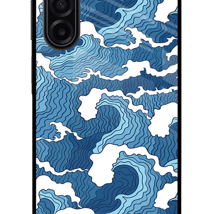 Blue Waves Samsung A17 5G Glass Case Back Cover by Casekaro