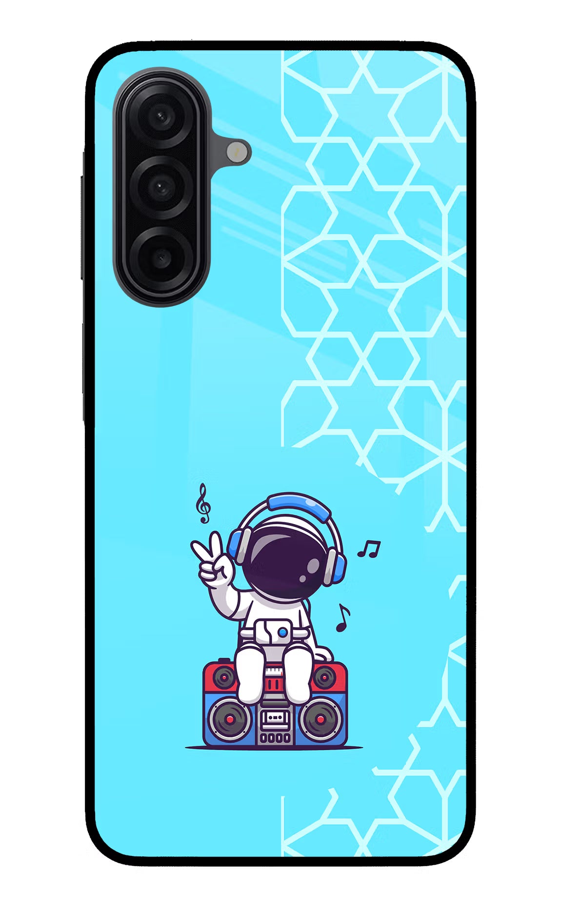 Cute Astronaut Chilling Samsung A17 5G Glass Case Back Cover by Casekaro
