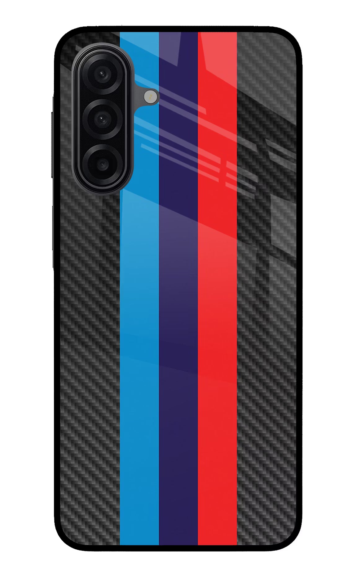 BMW Stripes Pattern Samsung A17 5G Glass Case Back Cover by Casekaro
