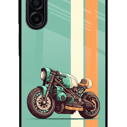 Striped Moto Drift Samsung A17 5G Glass Case Back Cover by Casekaro