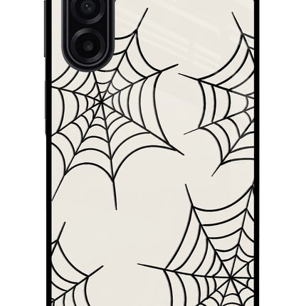 Spider Web Samsung A17 5G Glass Case Back Cover by Casekaro