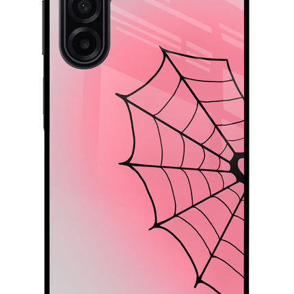 Pink Web Samsung A17 5G Glass Case Back Cover by Casekaro