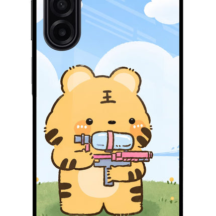 Tiger Treat Samsung A17 5G Glass Case Back Cover by Casekaro