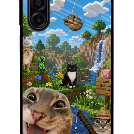 Minecraft Cat Chaos Samsung A17 5G Glass Case Back Cover by Casekaro