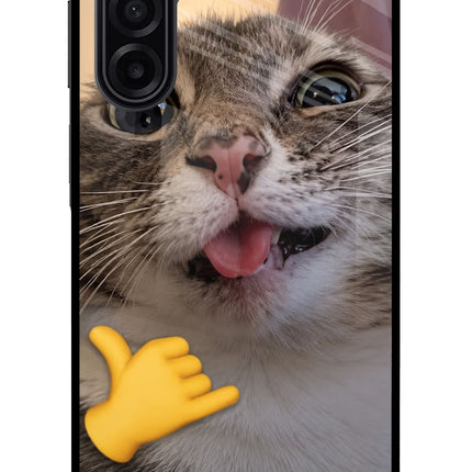 Silly Cat Call Samsung A17 5G Glass Case Back Cover by Casekaro