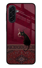 Midnight Cat Samsung A17 5G Glass Case
