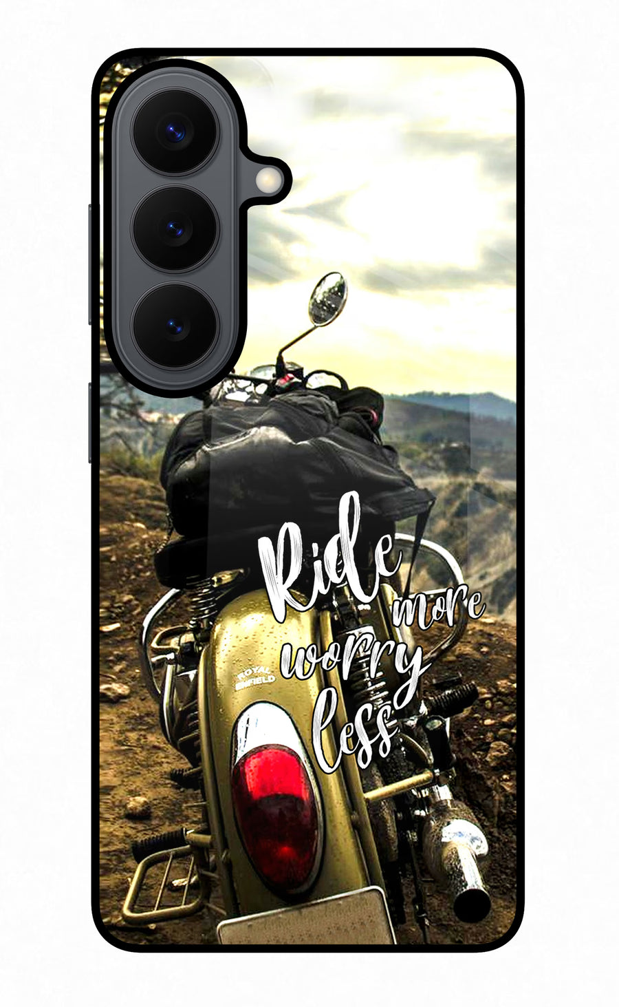Ride More Worry Less Samsung S26 Back Cover, Glass case