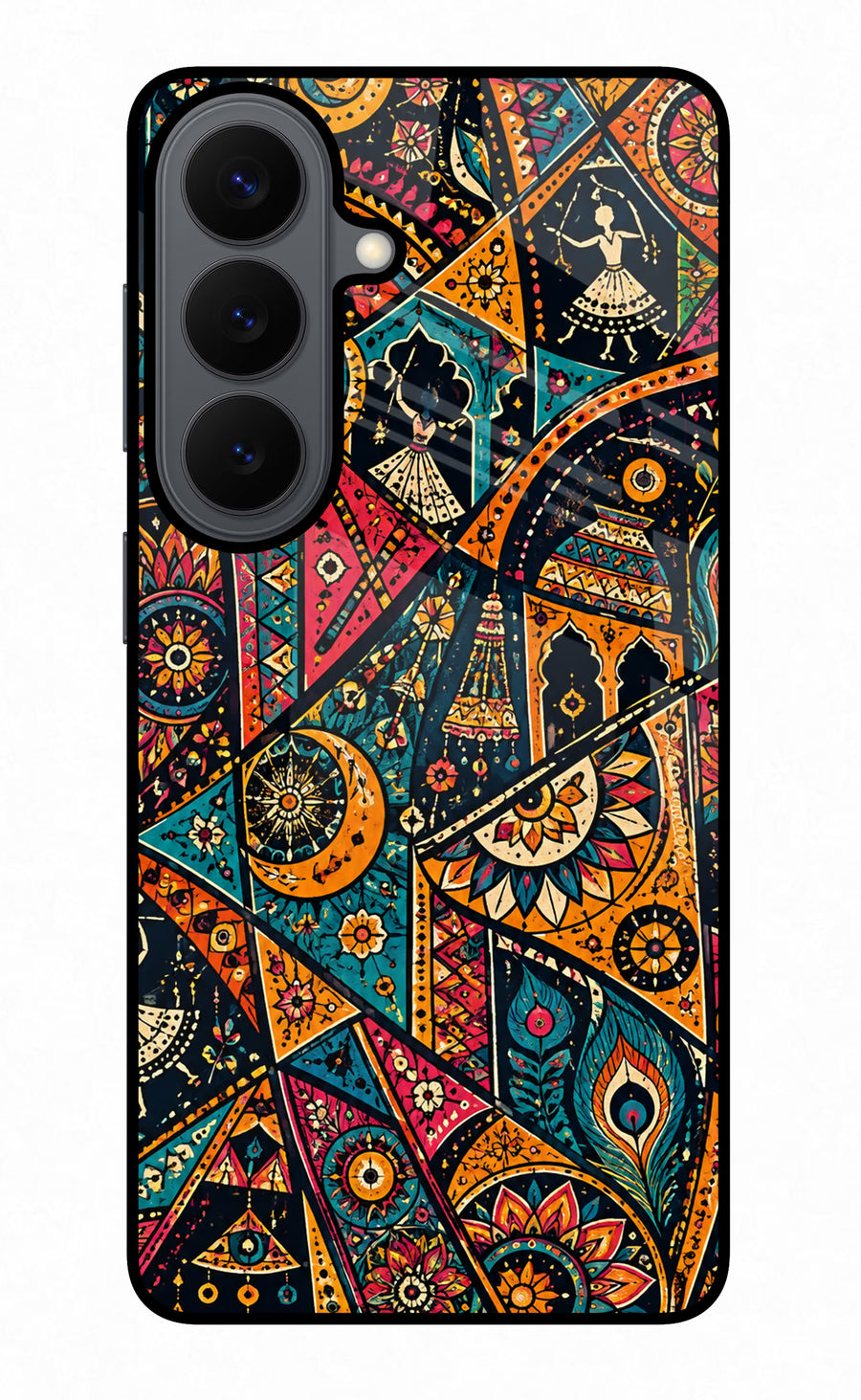 Folk Print Samsung S26 Back Cover, Glass case