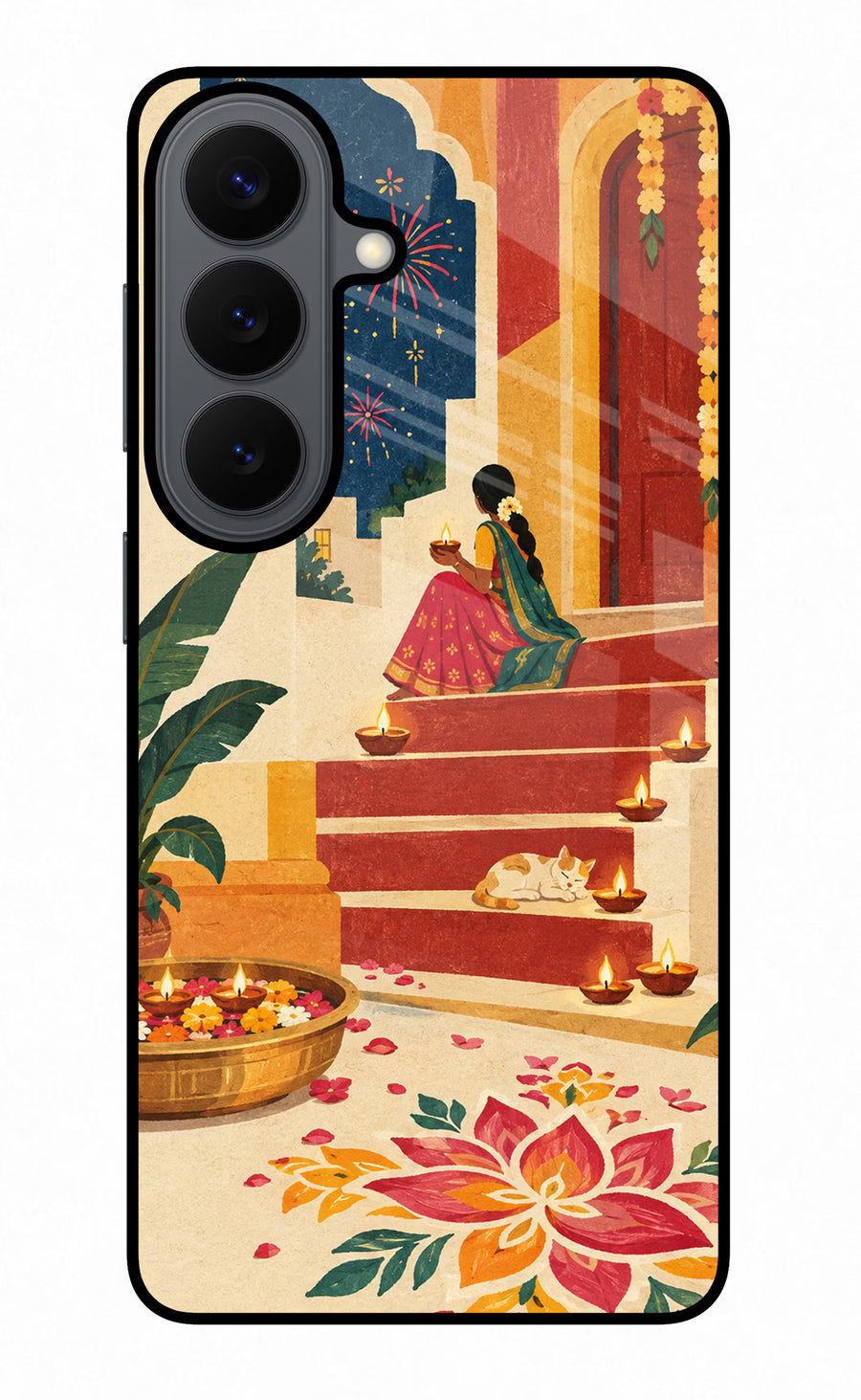 Diwali Rangoli Samsung S26 Back Cover, Glass case