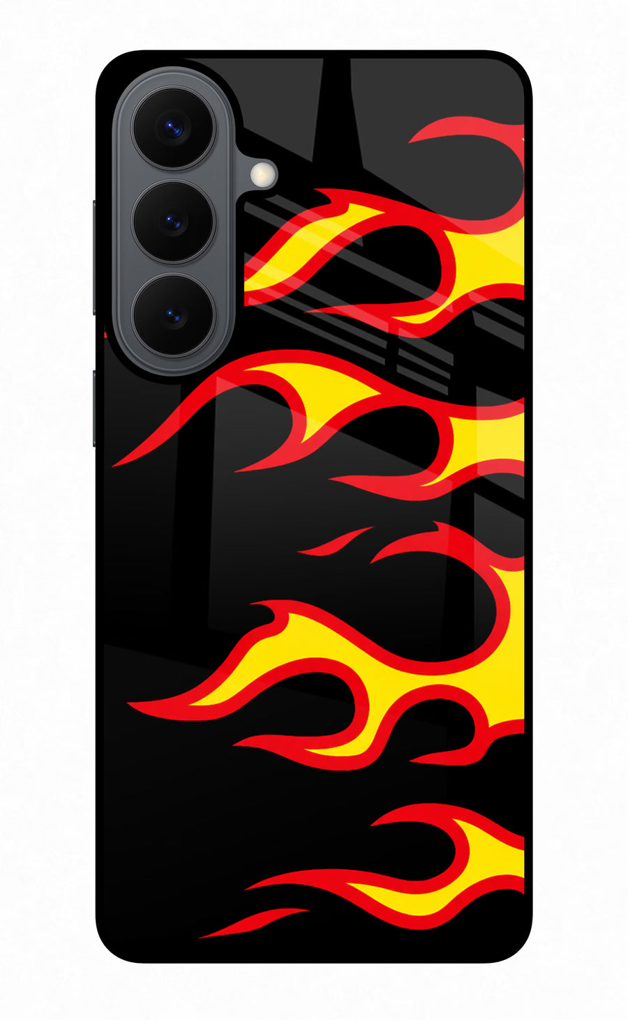 Side Sweep Flames Samsung S26 Plus Back Cover, Glass case