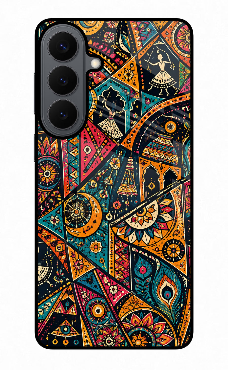 Folk Print Samsung S26 Plus Back Cover, Glass case