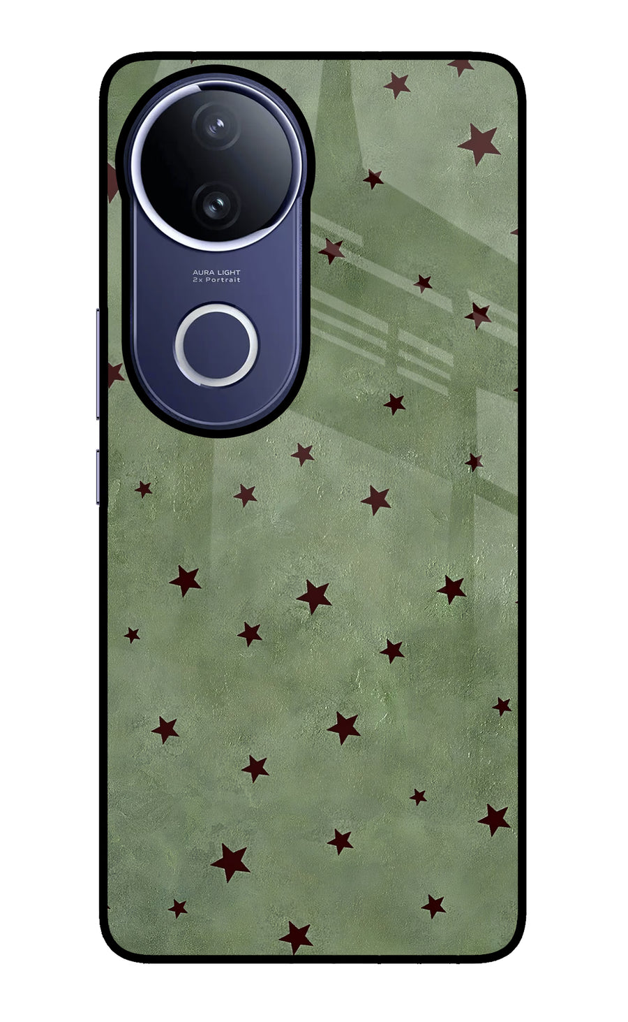 Green Stars Vivo V50e 5G Back Cover, Glass case