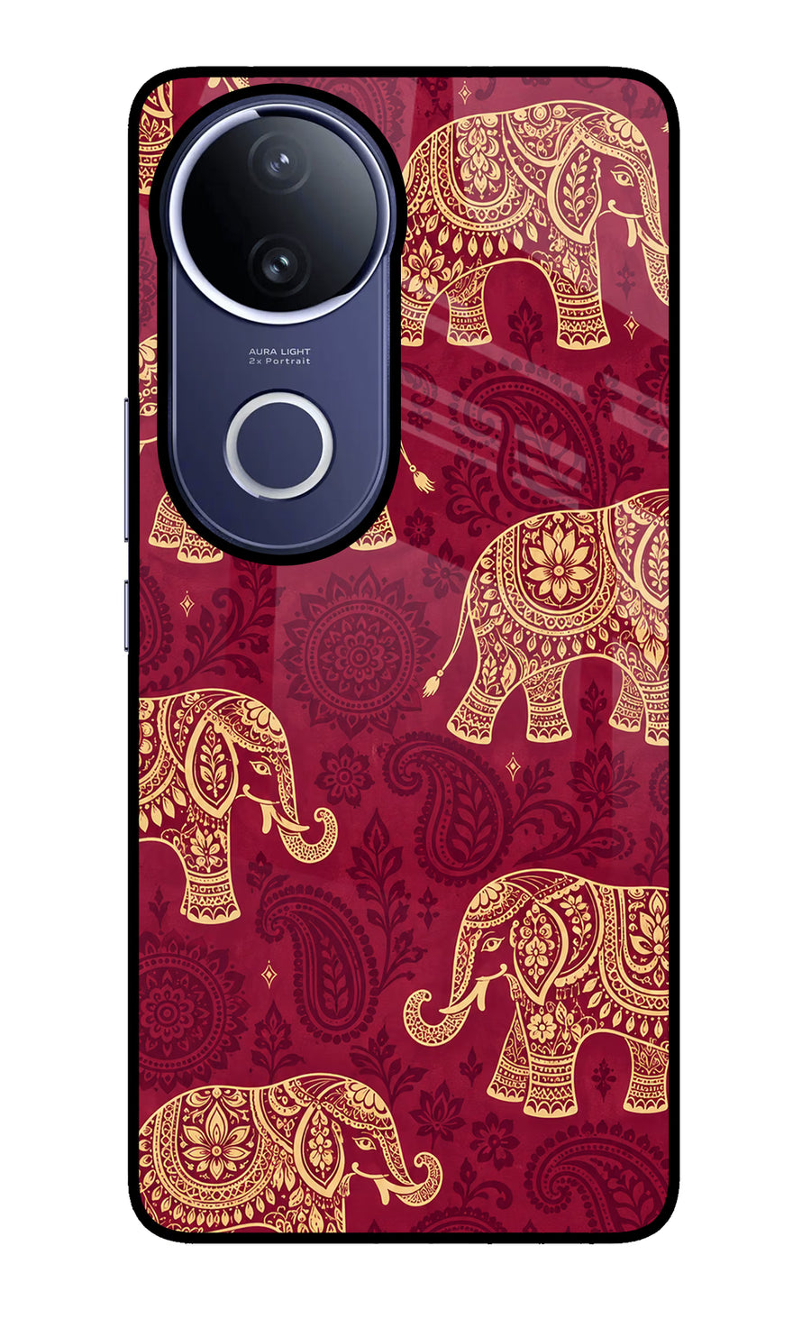 Maroon Elephant Vivo V50e 5G Back Cover, Glass case