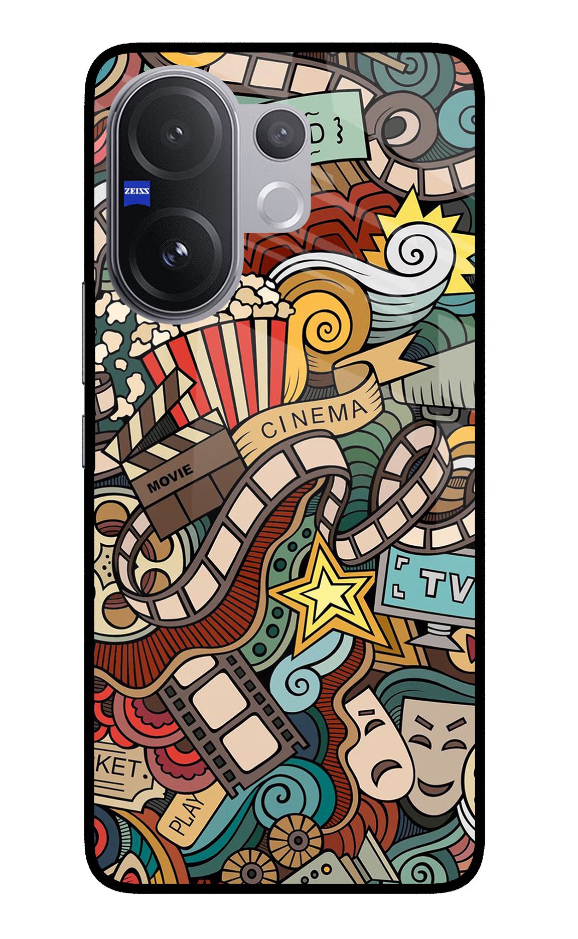 Cinema Abstract Vivo V60 5G Glass Case Back Cover by Casekaro