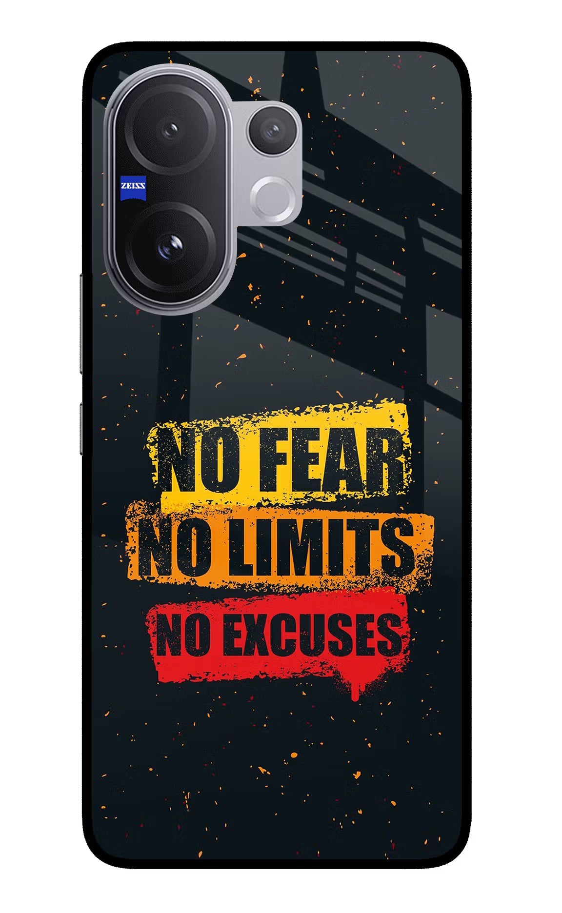 No Fear No Limits No Excuse Vivo V60 5G Glass Case Back Cover by Casekaro
