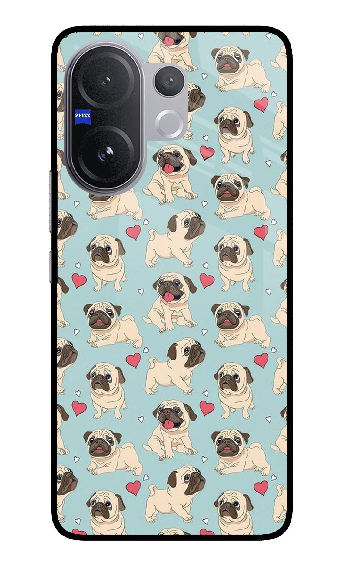 Pug Dog Vivo V60 5G Glass Case Back Cover by Casekaro