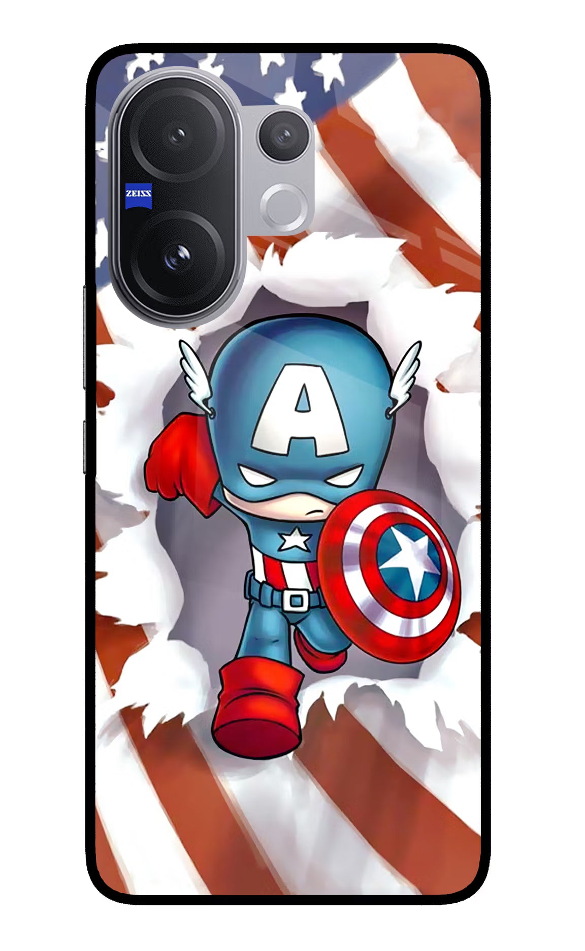 Captain America Vivo V60 5G Glass Case Back Cover by Casekaro