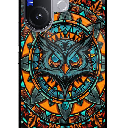 Angry Owl Art Vivo V60 5G Glass Case Back Cover by Casekaro