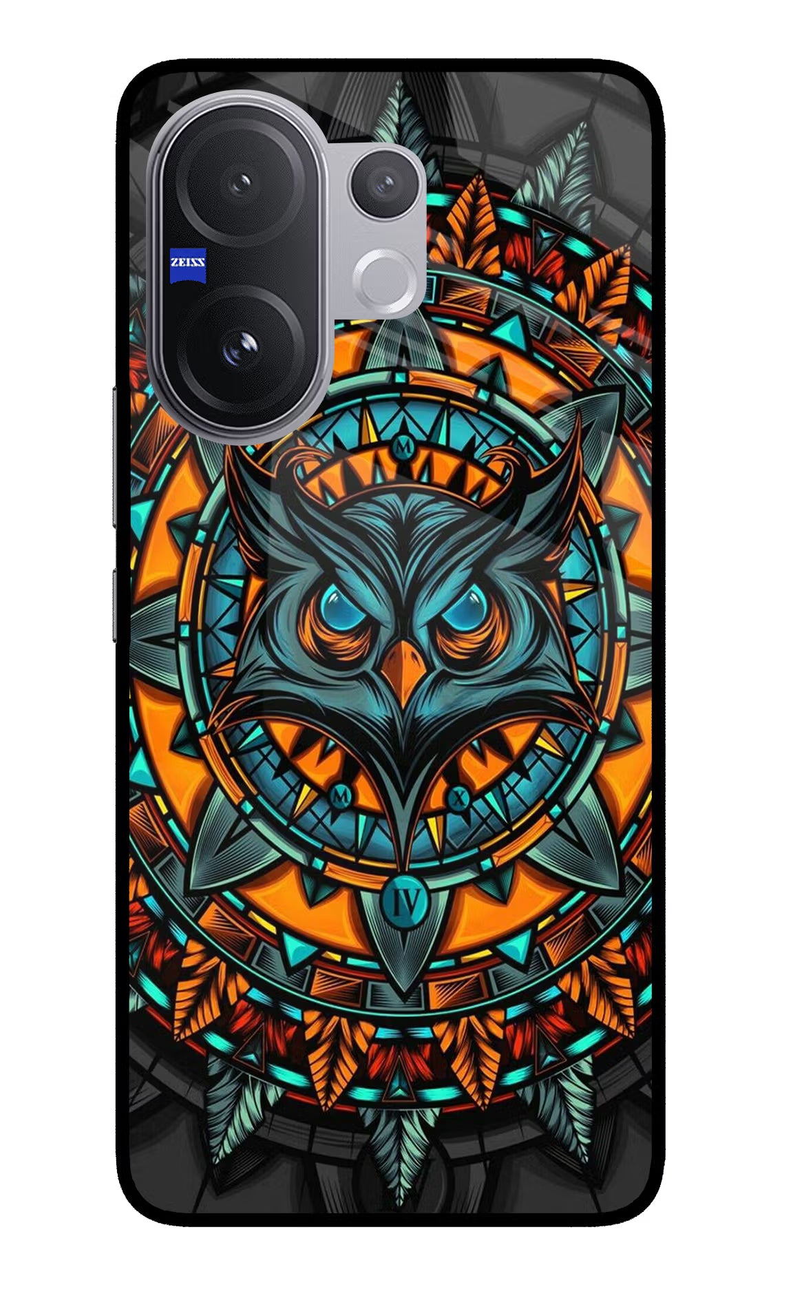 Angry Owl Art Vivo V60 5G Glass Case Back Cover by Casekaro